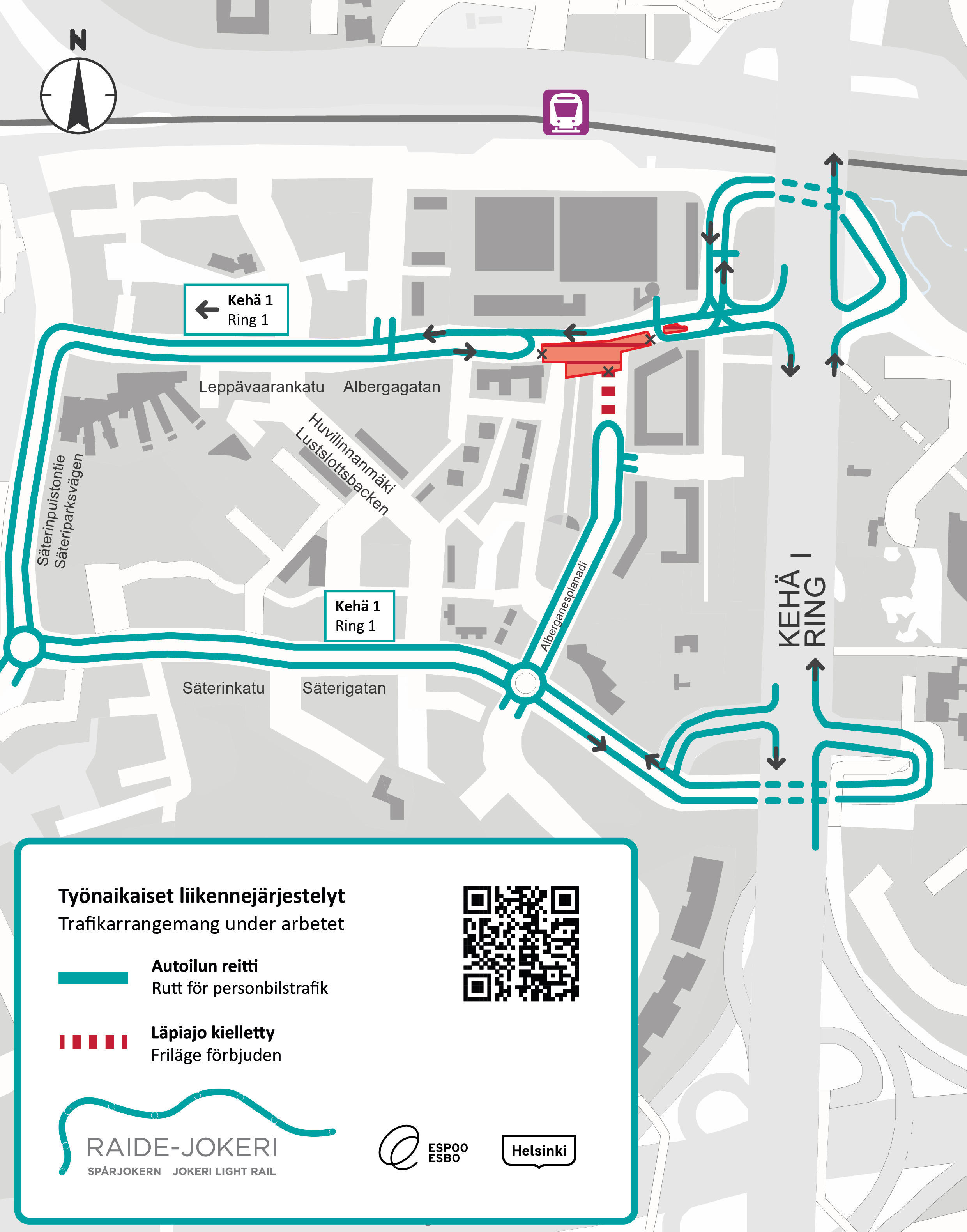 Leppävaarankatu to become a one-way street starting from 3 February |  Jokeri Light Rail