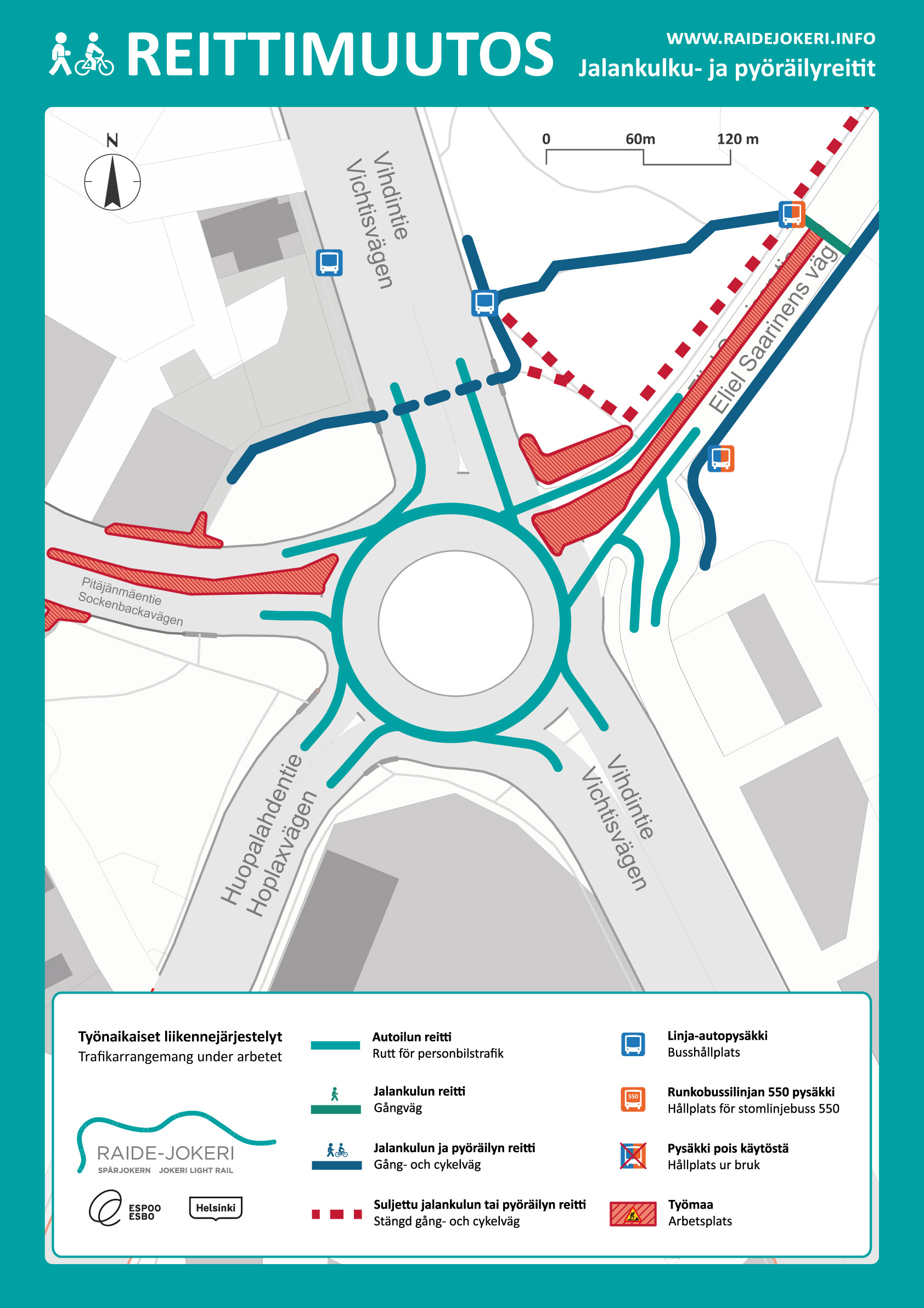 Opaskartta Haagan liikenneympyrä